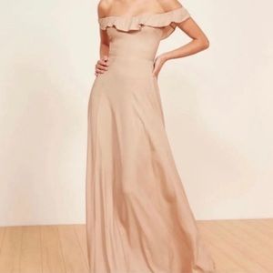 Reformation off the shoulder Verbena dress in blush: 0